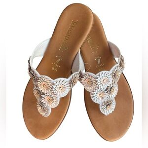 Toscanella Made in Italy Metallic Cooper&White Floral Sandals size 8.5